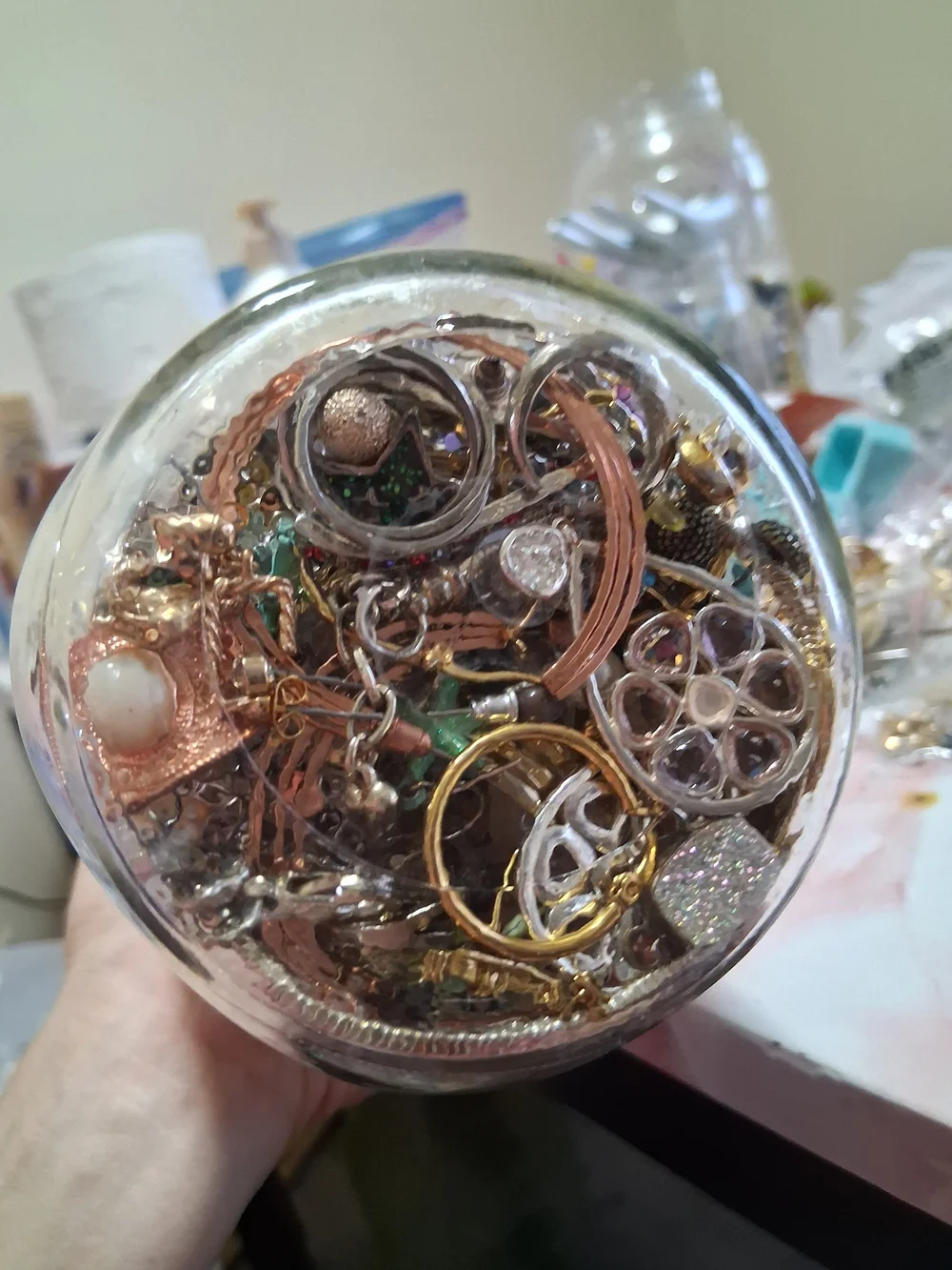 Source Unknown Turquoise, Red & Gold Mixed Women's Rings Jar
